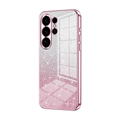 Samsung Galaxy S26 Ultra 5G Gradient Glitter Powder Electroplated Phone Case - Pink