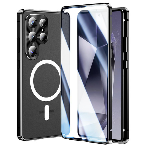 Samsung Galaxy S26 Ultra 5G HD Full Cover Magsafe Magnetic Metal Tempered Glass Phone Case - Black