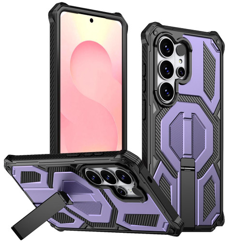 Samsung Galaxy S26 Ultra 5G Hidden Metal Holder Magnetic Shockproof Phone Case - Purple