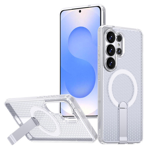 Samsung Galaxy S26 Ultra 5G Honeycomb Cooling MagSafe Holder Phone Case - Frosted Transparent