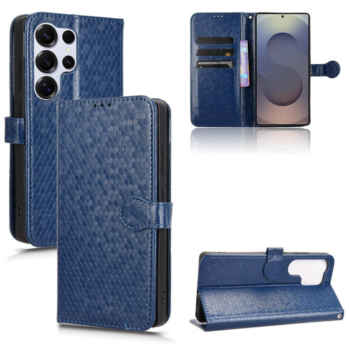 Samsung Galaxy S26 Ultra 5G Honeycomb Dot Texture Leather Phone Case - Blue