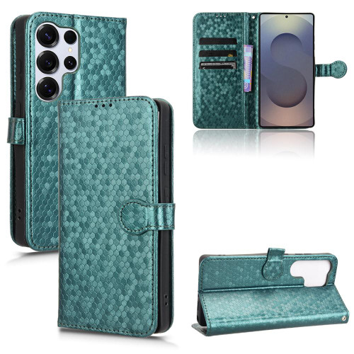 Samsung Galaxy S26 Ultra 5G Honeycomb Dot Texture Leather Phone Case - Green