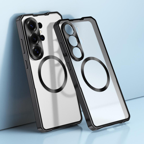 Samsung Galaxy S26 Ultra 5G Irregular Alloy Frame Fosted Translucent MagSafe Phone Case - Rock Gray