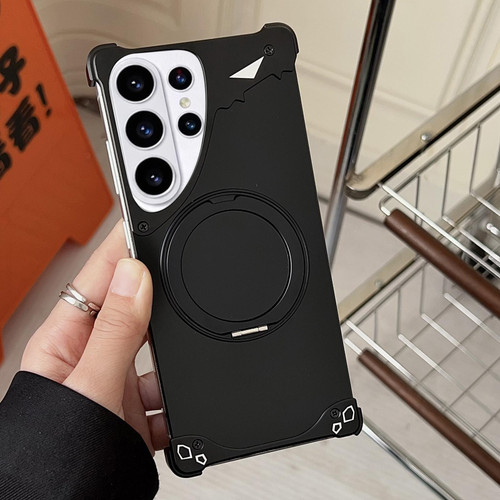 Samsung Galaxy S26 Ultra 5G Jaguar Original Color Frameless 360 Rotation Holder Magnetic Phone Case - Black