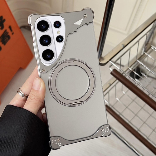 Samsung Galaxy S26 Ultra 5G Jaguar Original Color Frameless 360 Rotation Holder Magnetic Phone Case - Titanium Color