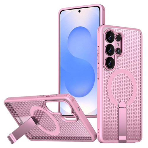 Samsung Galaxy S26 Ultra 5G kalebol Honeycomb Cooling MagSafe Holder Phone Case - Pink