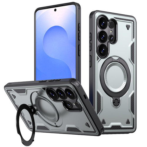 Samsung Galaxy S26 Ultra 5G Kalebol PC Hybrid TPU Armor MagSafe Ring Holder Phone Case - Gray