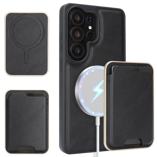 Samsung Galaxy S26 Ultra 5G Kalebol Slim MagSafe Ring Magnetic Card Bag Side Sticker Leather Phone Case - Black