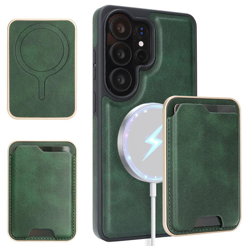 Samsung Galaxy S26 Ultra 5G Kalebol Slim MagSafe Ring Magnetic Card Bag Side Sticker Leather Phone Case - Green