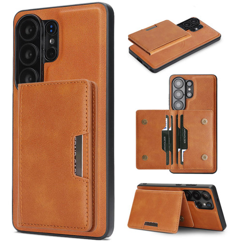 Samsung Galaxy S26 Ultra 5G Kalebol Strong MagSafe Magnetic Two-Fold Card Bag Leather Phone Case - Brown