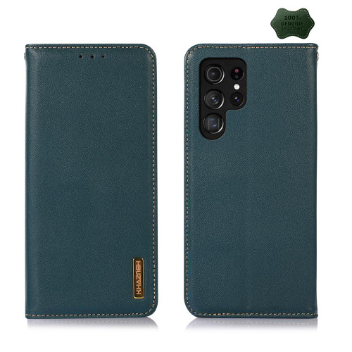 Samsung Galaxy S26 Ultra 5G KHAZNEH Nappa Top Layer Cowhide Leather Phone Case - Green