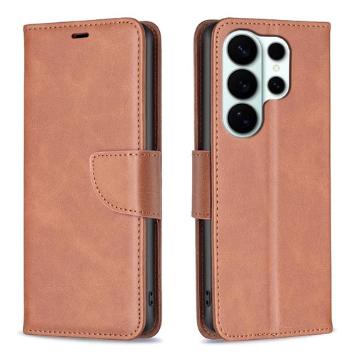 Samsung Galaxy S26 Ultra 5G Lambskin Texture Pure Color Flip Leather Phone Case - Brown