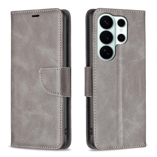 Samsung Galaxy S26 Ultra 5G Lambskin Texture Pure Color Flip Leather Phone Case - Grey