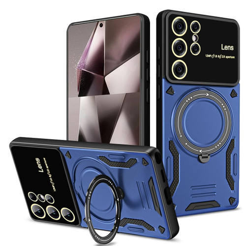 Samsung Galaxy S26 Ultra 5G Large Window MagSafe Holder Phone Case - Blue