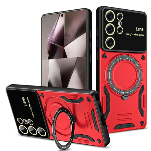 Samsung Galaxy S26 Ultra 5G Large Window MagSafe Holder Phone Case - Red