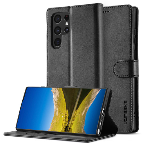 Samsung Galaxy S26 Ultra 5G LC.IMEEKE Calf Texture Leather Phone Case - Black