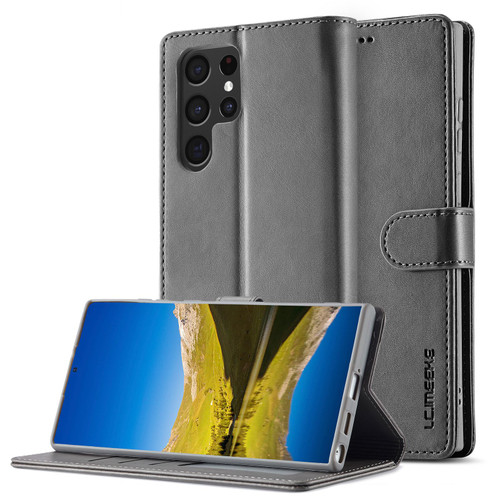 Samsung Galaxy S26 Ultra 5G LC.IMEEKE Calf Texture Leather Phone Case - Grey