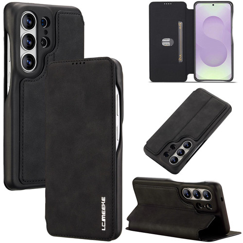 Samsung Galaxy S26 Ultra 5G LC.IMEEKE Hon Ancient Series Flip Leather Phone Case - Black