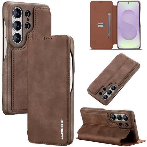 Samsung Galaxy S26 Ultra 5G LC.IMEEKE Hon Ancient Series Flip Leather Phone Case - Coffee