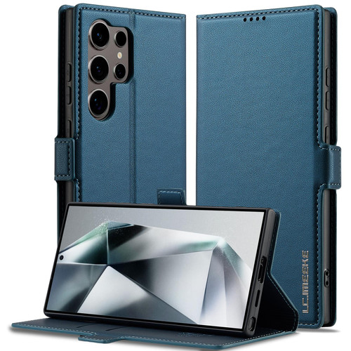 Samsung Galaxy S26 Ultra 5G LC.IMEEKE L1 Series Frosted Fine Texture PU Phone Case - Blue