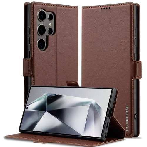 Samsung Galaxy S26 Ultra 5G LC.IMEEKE L1 Series Frosted Fine Texture PU Phone Case - Brown