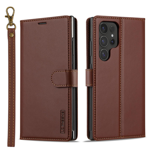 Samsung Galaxy S26 Ultra 5G LC.IMEEKE L2 Series Detachable Magsafe PU Phone Case with Lanyard - Brown