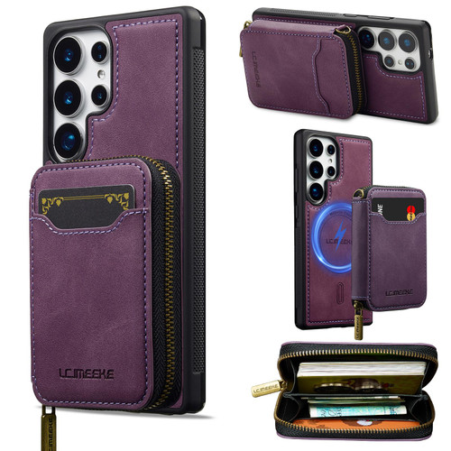 Samsung Galaxy S26 Ultra 5G LC.IMEEKE L6 Series Zipper Card Bag MagSafe Magnetic Phone Case - Purple