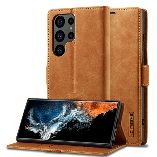 Samsung Galaxy S26 Ultra 5G LC.IMEEKE Strong Magnetism Microfiber Leather Phone Case - Brown