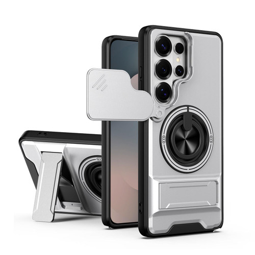 Samsung Galaxy S26 Ultra 5G Lens Sliding Window Multifunctional Magnetic Shockproof Phone Case - Titanium Gray