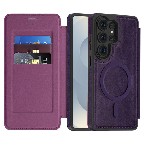 Samsung Galaxy S26 Ultra 5G Linton MagSafe Leather Phone Case - Purple