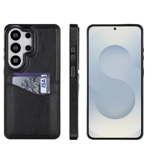 Samsung Galaxy S26 Ultra 5G Litchi Leather Skin Card Slots Phone Case - Black