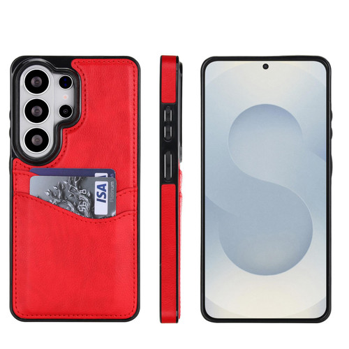 Samsung Galaxy S26 Ultra 5G Litchi Leather Skin Card Slots Phone Case - Red