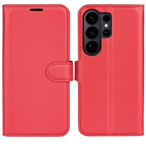 Samsung Galaxy S26 Ultra 5G Litchi Texture Horizontal Flip Leather Phone Case with Holder - Red