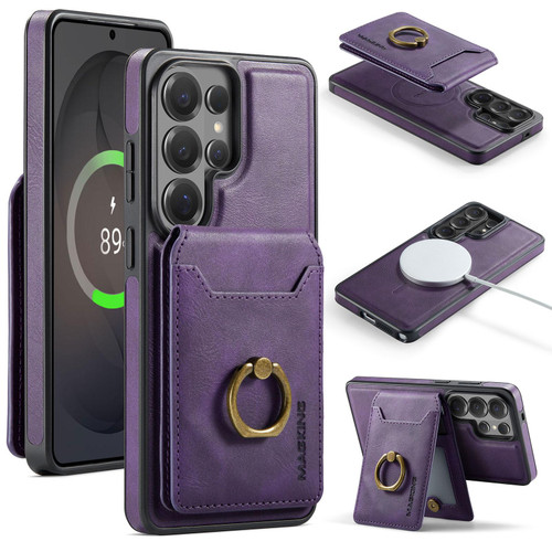Samsung Galaxy S26 Ultra 5G MAGKING K1 MagSafe Detachable Wallet RFID Back Cover Phone Case - Purple