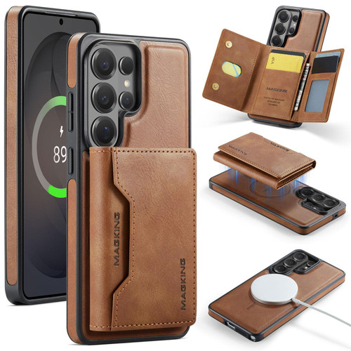 Samsung Galaxy S26 Ultra 5G MAGKING K2 Series MagSafe RFID Card Bag Detachable Phone Case - Brown