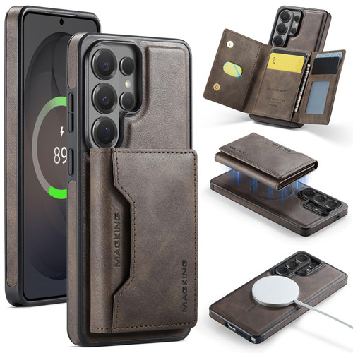 Samsung Galaxy S26 Ultra 5G MAGKING K2 Series MagSafe RFID Card Bag Detachable Phone Case - Coffee