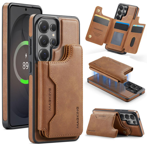 Samsung Galaxy S26 Ultra 5G MAGKING K3 Series MagSafe RFID Card Bag Detachable Phone Case - Brown