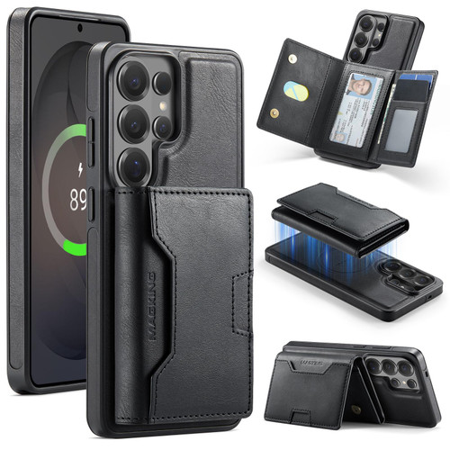 Samsung Galaxy S26 Ultra 5G MAGKING K4 Series MagSafe RFID Tri-fold Card Bag Detachable Phone Case - Black
