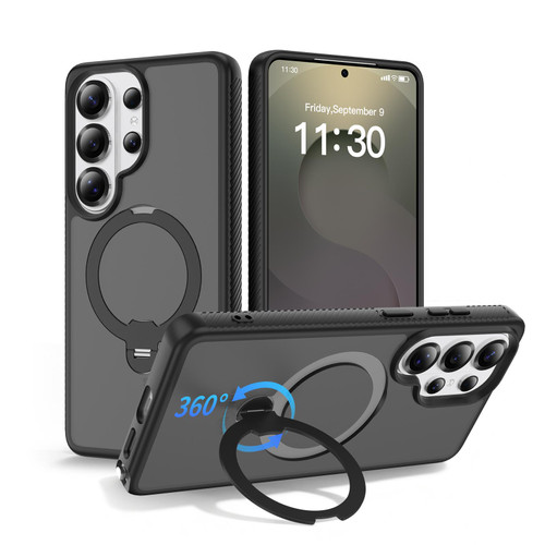 Samsung Galaxy S26 Ultra 5G Magnetic 360 Rotating Stand Airbag Shockproof Phone Case - Black