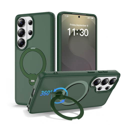Samsung Galaxy S26 Ultra 5G Magnetic 360 Rotating Stand Airbag Shockproof Phone Case - Green