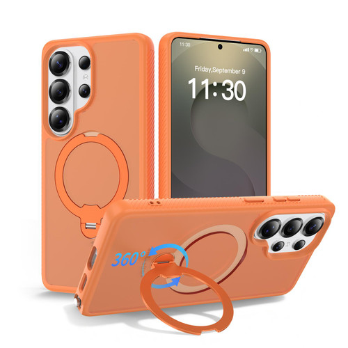 Samsung Galaxy S26 Ultra 5G Magnetic 360 Rotating Stand Airbag Shockproof Phone Case - Orange