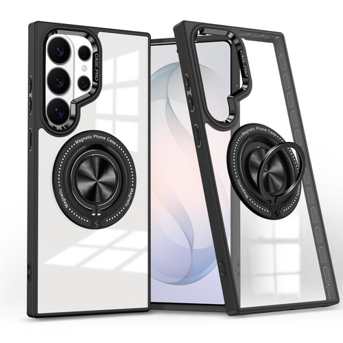 Samsung Galaxy S26 Ultra 5G Magnetic Rotating Ring Holder Phone Case - Black