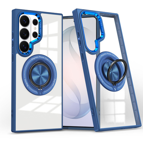 Samsung Galaxy S26 Ultra 5G Magnetic Rotating Ring Holder Phone Case - Dark Blue