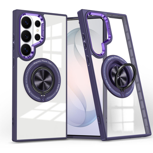 Samsung Galaxy S26 Ultra 5G Magnetic Rotating Ring Holder Phone Case - Dark Purple