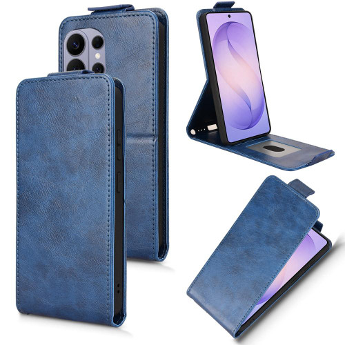 Samsung Galaxy S26 Ultra 5G Magnetic Vertical Flip Leather Phone Case with Buckle - Blue