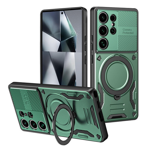 Samsung Galaxy S26 Ultra 5G MagSafe 2 in 1 TPU Phone Case with Rotating Holder - Green