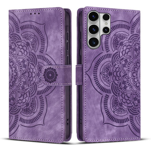 Samsung Galaxy S26 Ultra 5G Mandala Embossed Retro Frosted Leather Phone Case - Purple