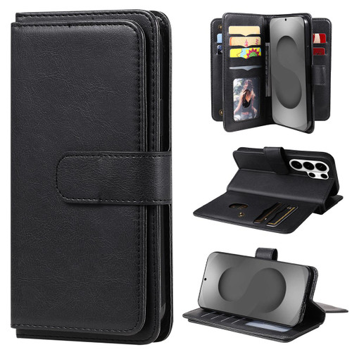 Samsung Galaxy S26 Ultra 5G Multi-Function Wallet 10 Card Slots Leather Phone Case - Black