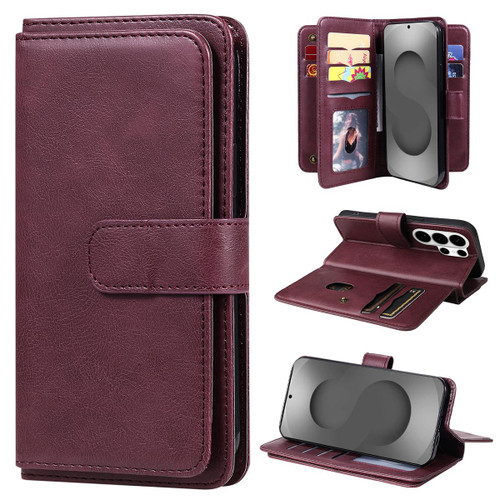 Samsung Galaxy S26 Ultra 5G Multi-Function Wallet 10 Card Slots Leather Phone Case - Claret