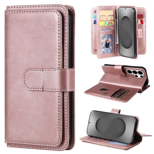 Samsung Galaxy S26 Ultra 5G Multi-Function Wallet 10 Card Slots Leather Phone Case - Rose Gold